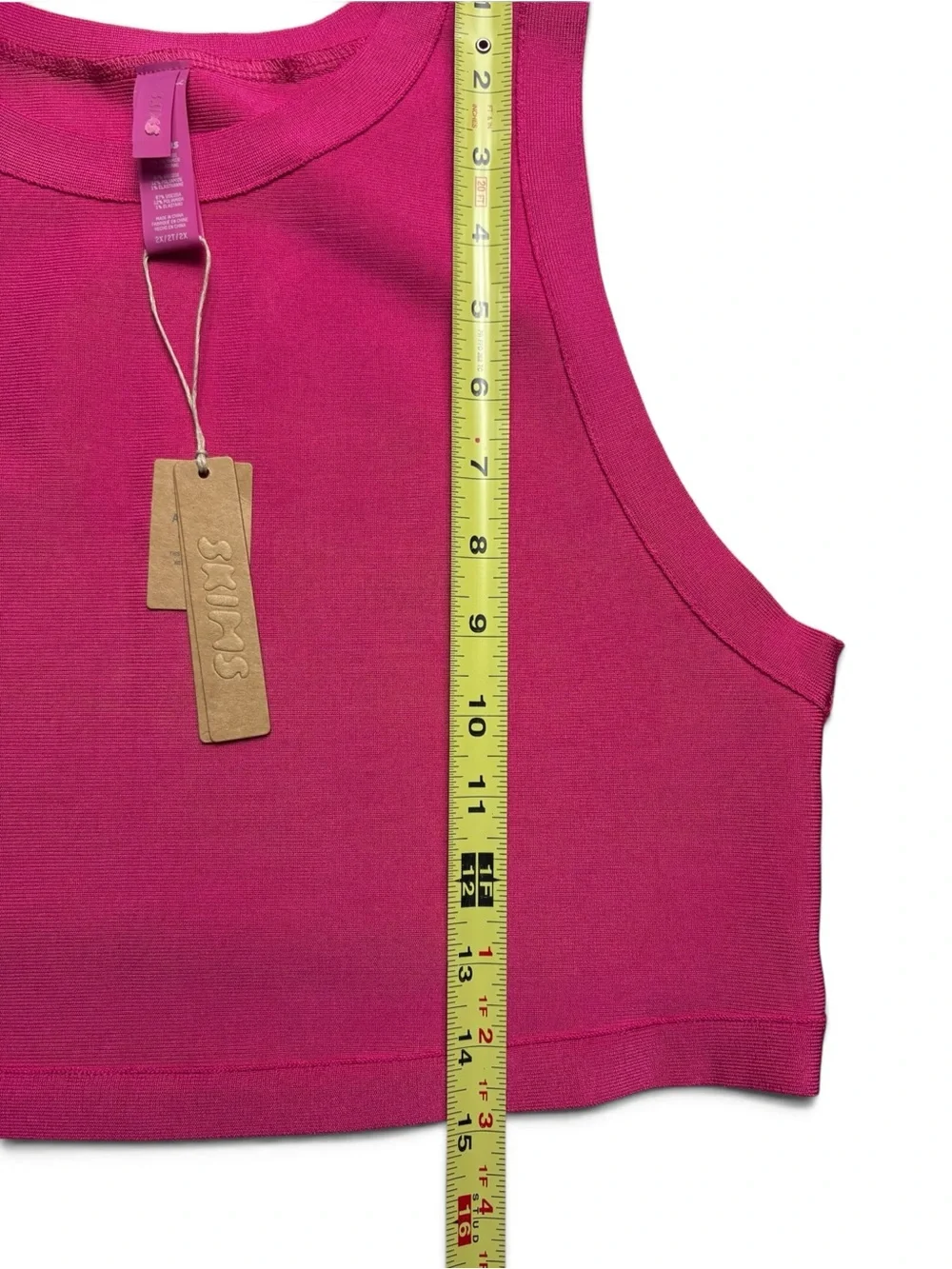 NWT SKIMS Knit Swim High Neck Crop Top Magenta Pink 2X
